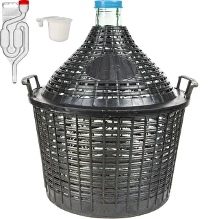 Basic Winemaking Kit: 15 L Glass Demijohn in Plastic Basket with Stopper and Airlock