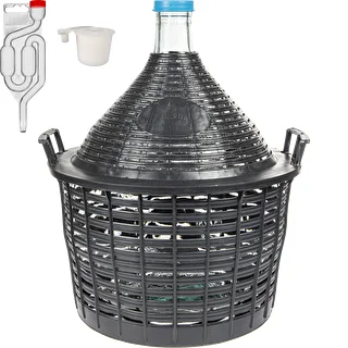 Basic winemaking kit: 20 L glass carboy in plastic basket with bung and fermentation airlock