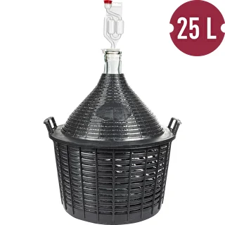 Basic winemaking kit: 25 L glass demijohn in plastic basket, with stopper and fermentation airlock – photo 2