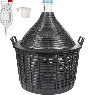 Basic winemaking kit: 25 L glass demijohn in plastic basket, with stopper and fermentation airlock – photo 1