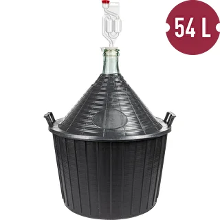 Basic winemaking kit: 54 L glass carboy in plastic basket, with stopper and fermentation airlock – photo 2