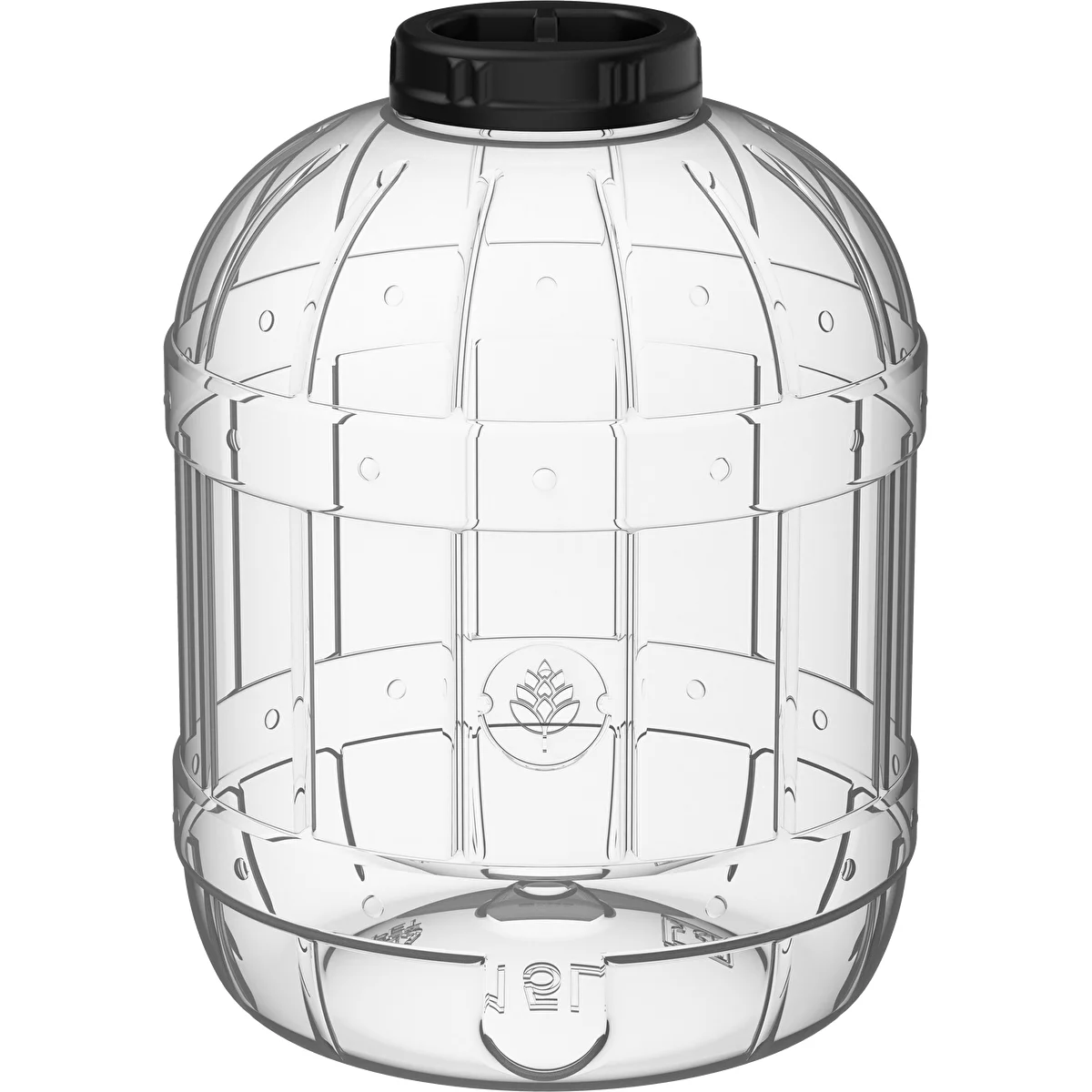 Unbreakable, multifunctional jar with black cap, 15 L