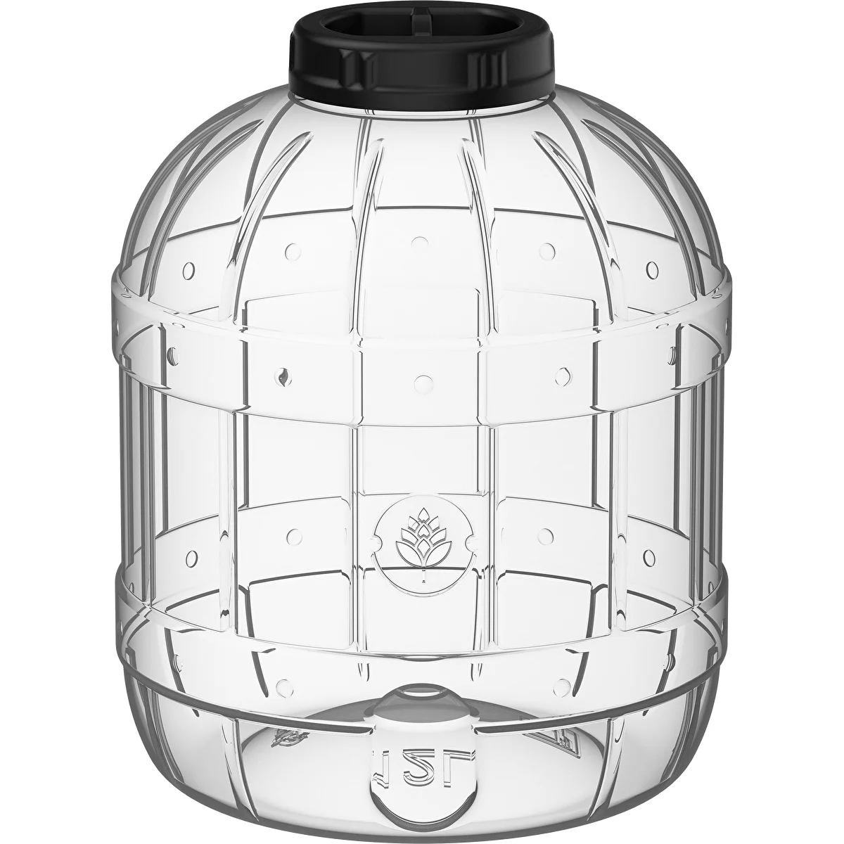 Unbreakable, multifunctional jar with black cap, 12 L
