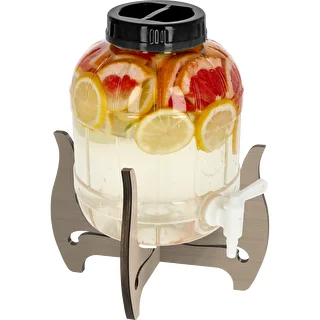 5 L shatterproof jar with tap and two-sided wooden stand – photo 3