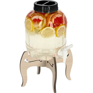 5 L shatterproof jar with tap and two-sided wooden stand