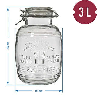 "3l ""Old"" barrel glass jar with clamp lid" – photo 7