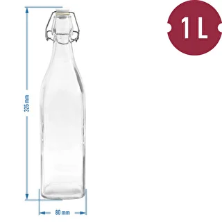 1 L Square Bottle with Airtight Swing-Top Closure – photo 2
