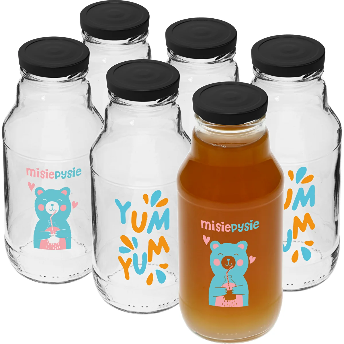330 ml twist-off bottle with Ø43 cap and colour print - 6 pcs