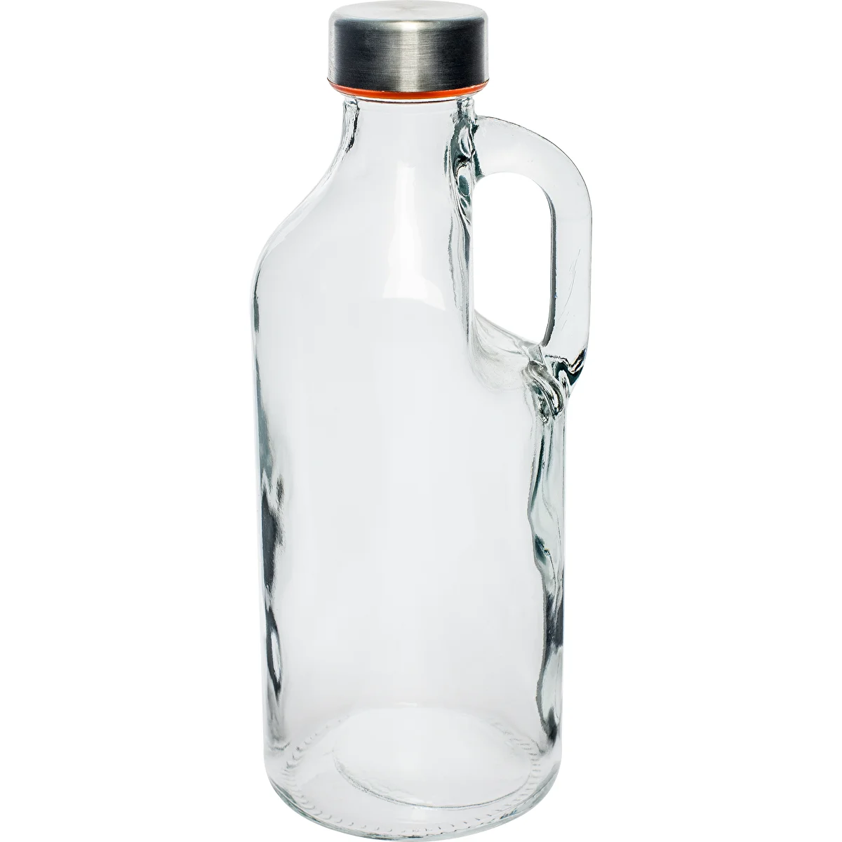 1 L glass bottle with cap and hand