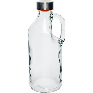 1 L glass bottle with cap and hand