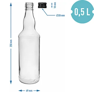 500 ml vodka bottle with black screw cap, 6 pcs. – photo 5
