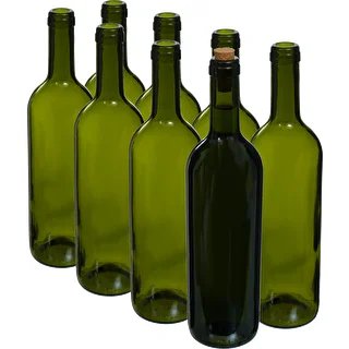 0,75 L Bordeaux glass bottle 8pcs. , olive – photo 2