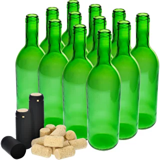 0.75 L wine bottle with corks and caps - 12 pcs – photo 2