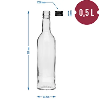 500 mL ‘Slim’ bottle with black screw cap, for vodka – 6 pcs – photo 7