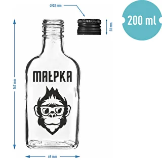 200 ml Flask Bottle with Screw Cap, 'Monkey' Print, 1 pc. – photo 4
