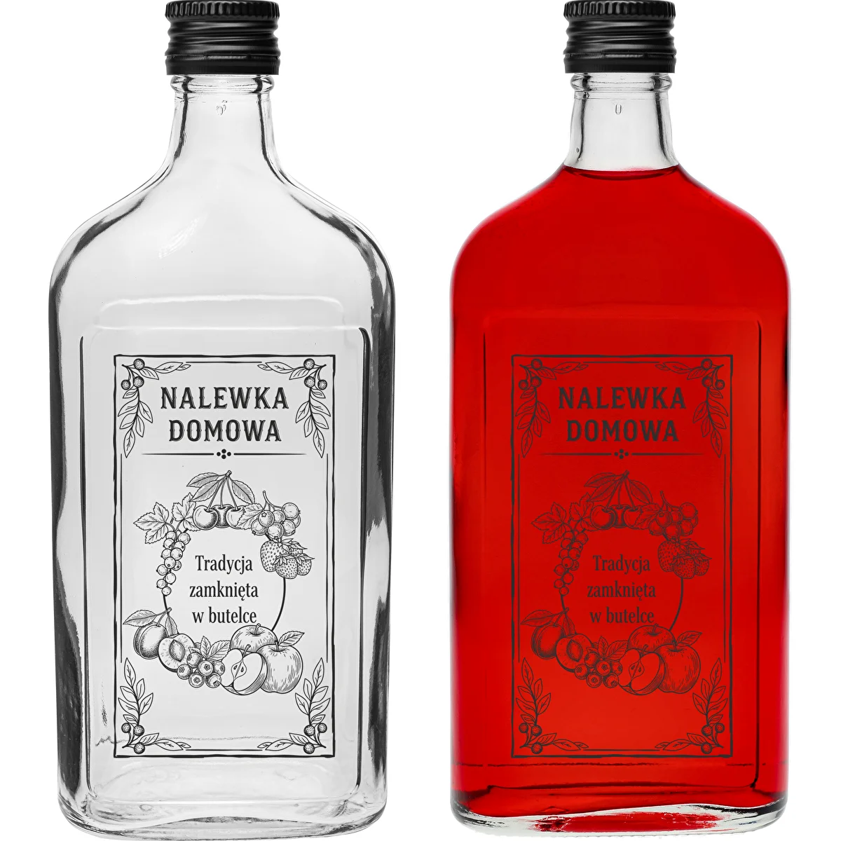 500 ml Flask Bottle with Screw Cap, “Nalewka domowa” Print, 1 pc.