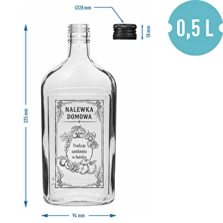 500 ml Flask Bottle with Screw Cap, “Nalewka domowa” Print, 1 pc. – photo 4