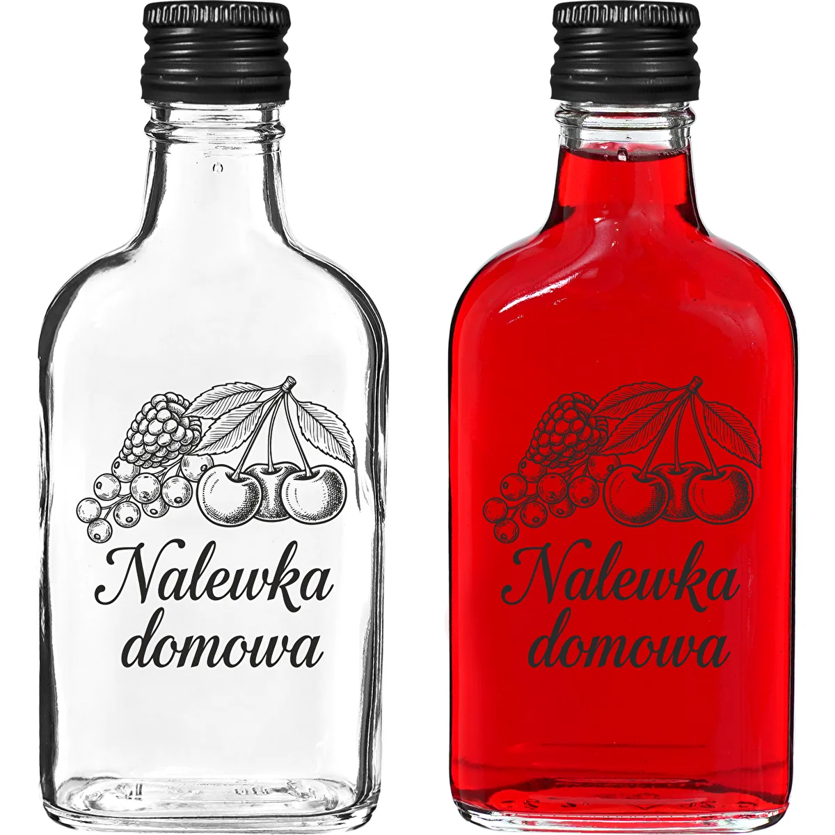 200 ml Flask-Style Bottle with Screw Cap, 'Homemade Liqueur' Print, 1 pc