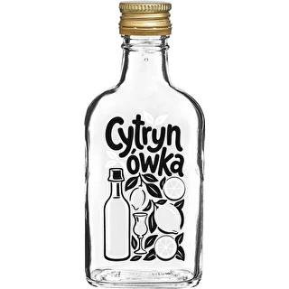 200 ml Hip-Flask Bottle with Screw Cap and 'Cytrynówka' Print, Design 1