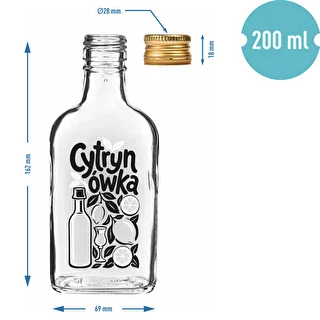 200 ml Hip-Flask Bottle with Screw Cap and 'Cytrynówka' Print, Design 1 – photo 4
