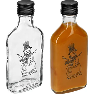 200 ml Hip Flask Bottle with Screw Cap, "Snowman" Print, 1 pc. – photo 3
