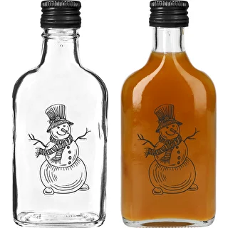 200 ml Hip Flask Bottle with Screw Cap, "Snowman" Print, 1 pc. – photo 2