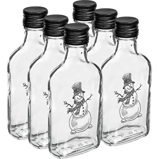 200 ml Hip Flask Bottle with Screw Cap, "Snowman" Print, 1 pc. – photo 4