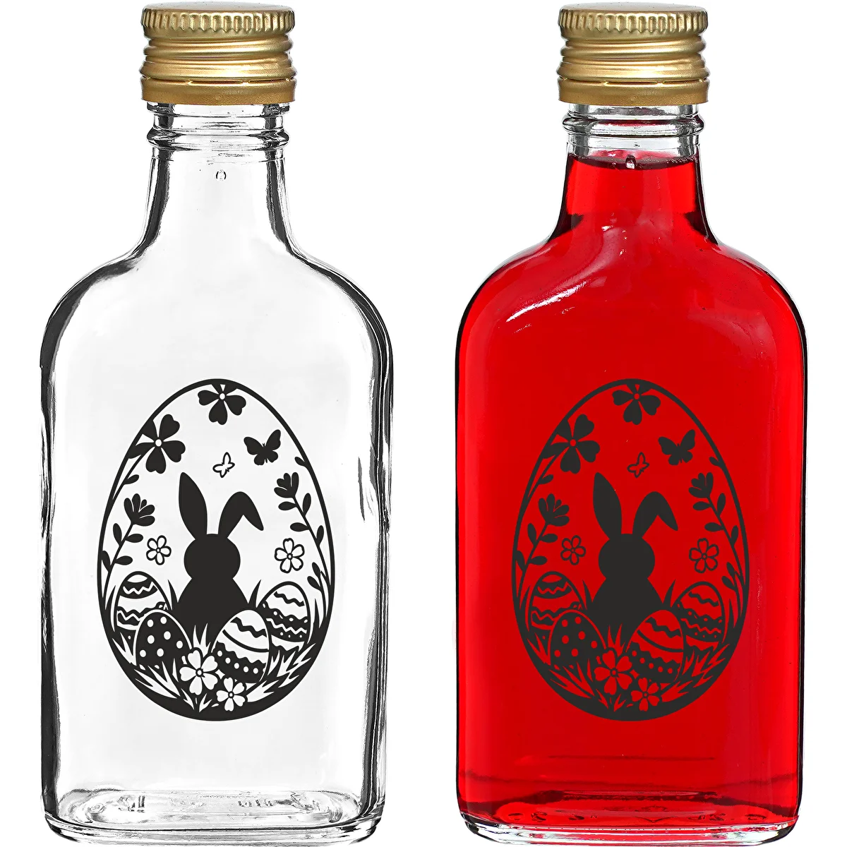 200 ml Hip Flask Bottle with Screw Cap, "Easter Egg" Print, 1 pc.
