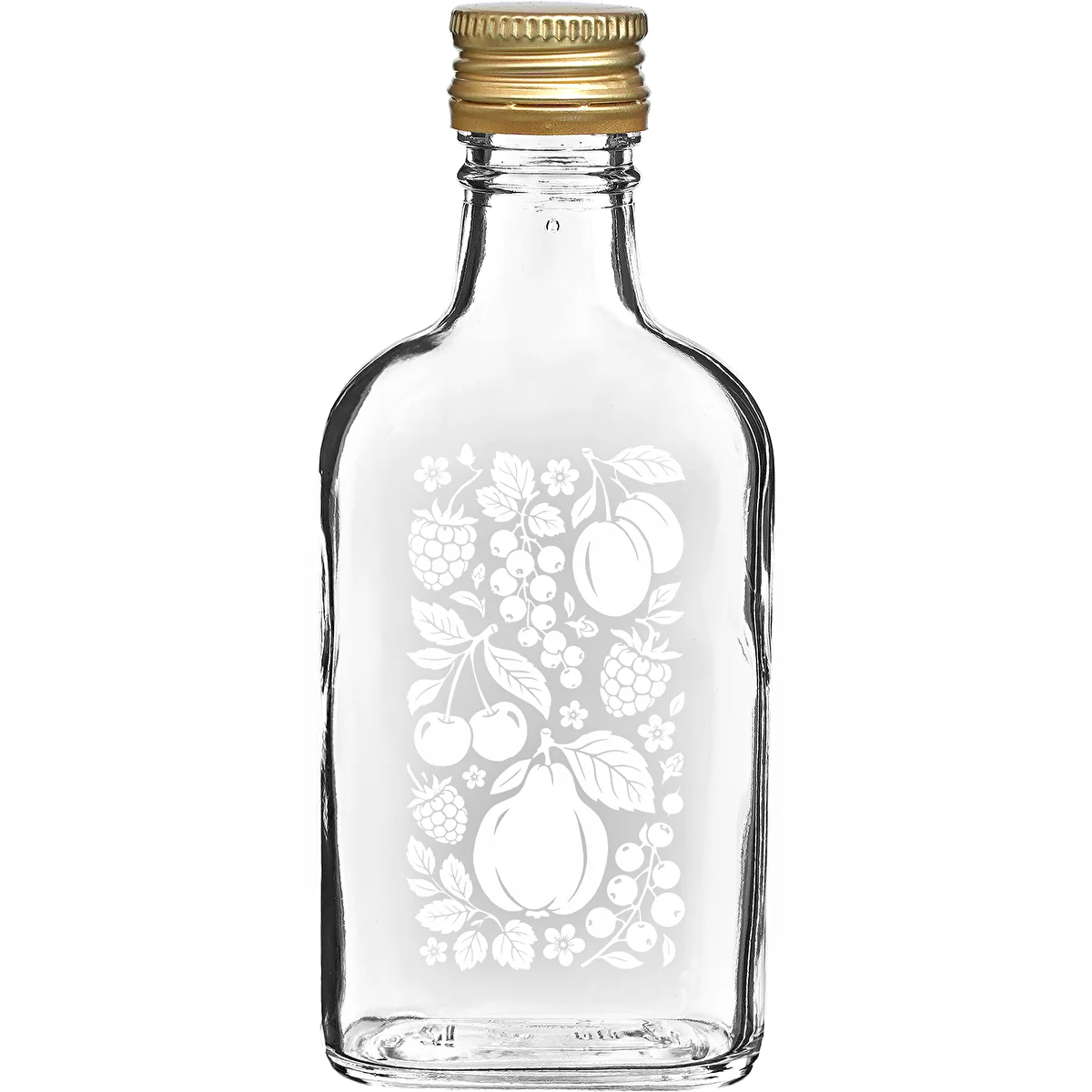 200 ml Flask Bottle with Screw Cap and “Fruits” Print – Design 2