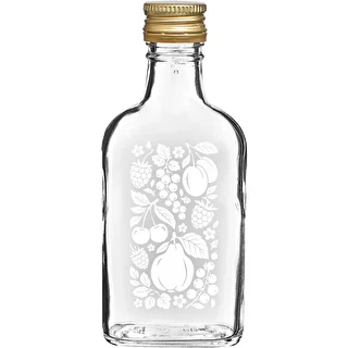 200 ml Flask Bottle with Screw Cap and “Fruits” Print – Design 2