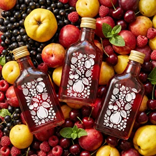 200 ml Flask Bottle with Screw Cap and “Fruits” Print – Design 2 – photo 3