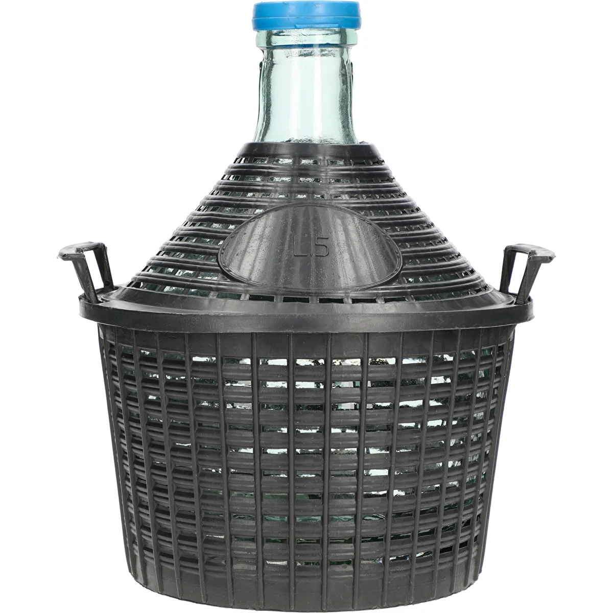 Demijohn for wine in plastic basket 5 L