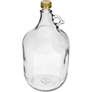 Lady demijohn 5 L with a screw cap, without a basket (white glass, golden screw cap) – photo 3