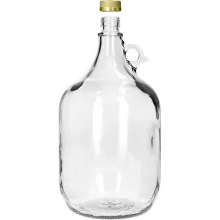 Lady demijohn 5 L with a screw cap, without a basket (white glass, golden screw cap) – photo 2