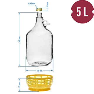 5 L Lady demijohn with a screw cap, plastic basket, stopper and horizontal airlock – a set of 4 pcs – photo 10
