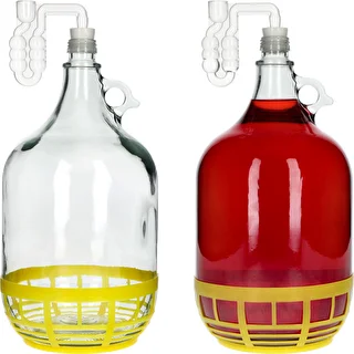 5 L Lady demijohn with a screw cap, plastic basket, stopper and horizontal airlock – a set of 4 pcs – photo 6