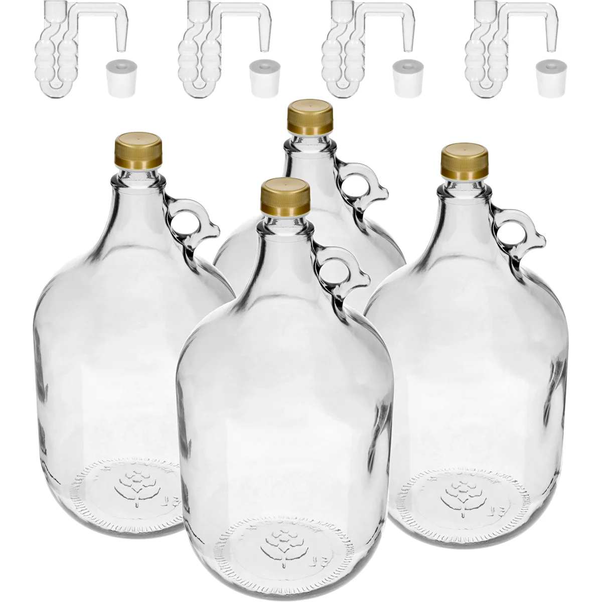 Dama 5 L with screw cap, stopper, and fermentation airlock – set of 4