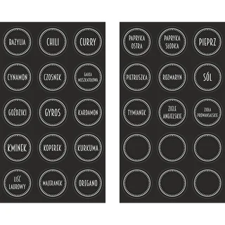 Self-adhesive spice labels, round, black - 30 pcs.