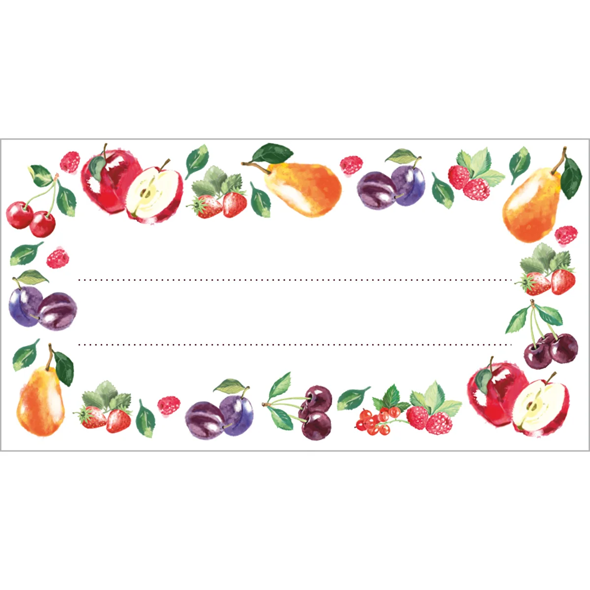 Self-adhesive labels, mix, fruit pattern, 85/45 mm