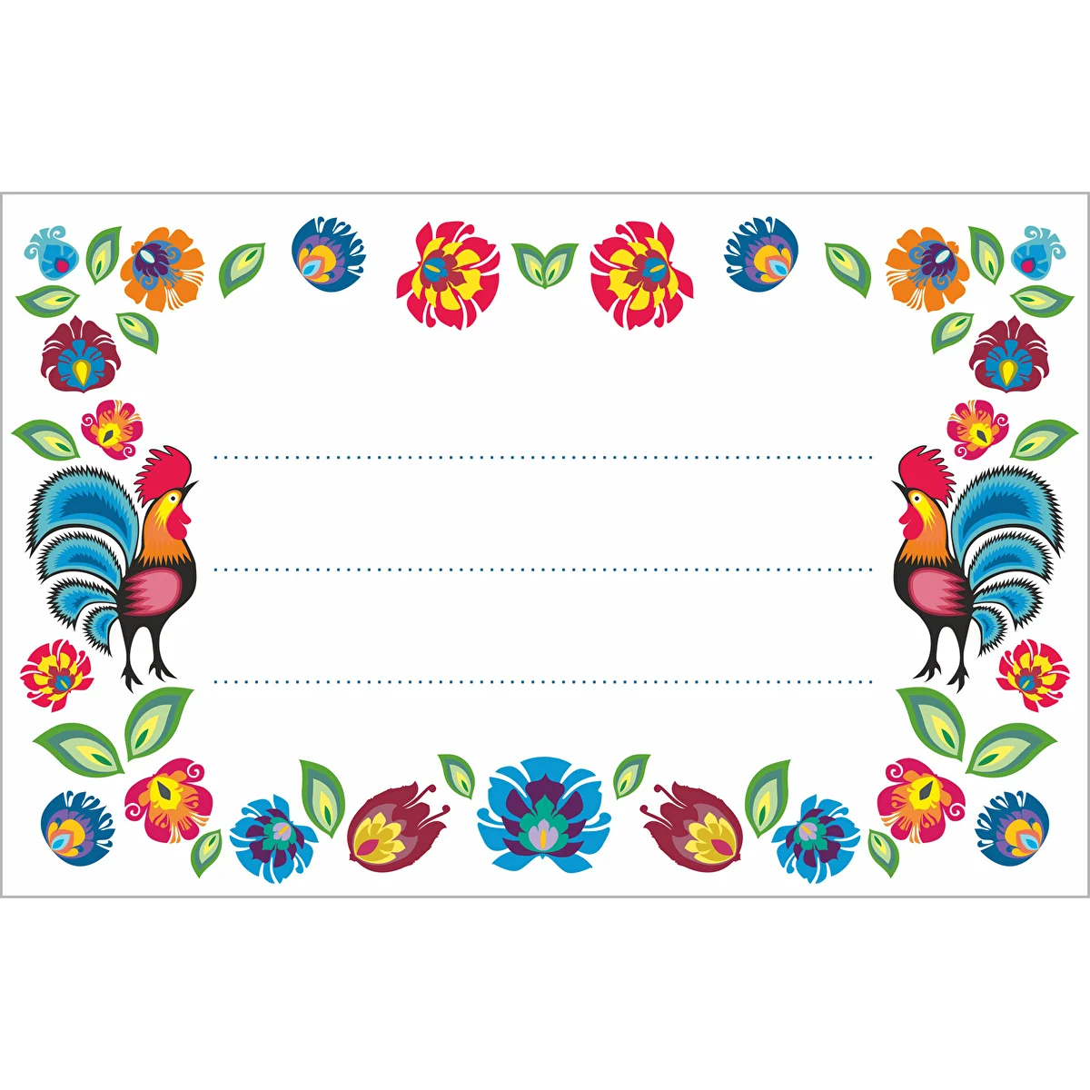 Self-adhesive labels, folk pattern, 85/55 mm