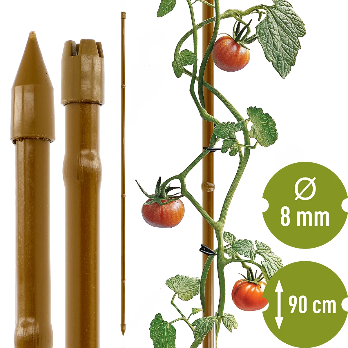 Steel Garden Stake Coated and Bamboo-Shaped - 90 cm x 8 mm