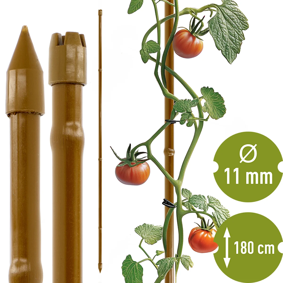 Steel Garden Stake Coated and Bamboo-Shaped - 1,8 m x 11 mm