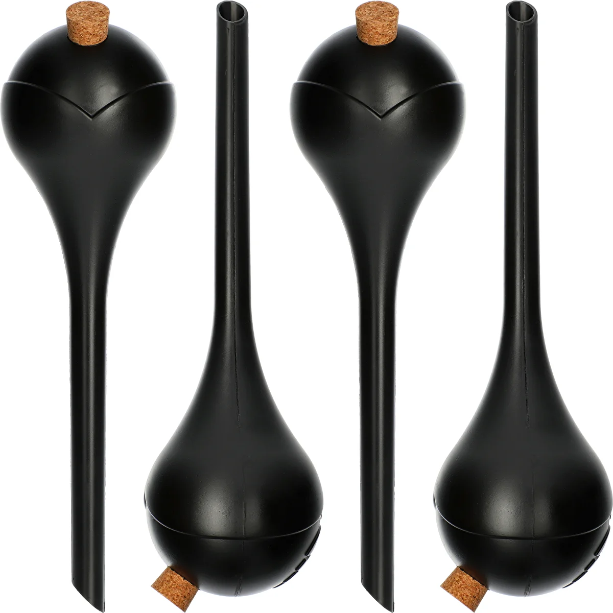 Plant watering globes, black, matt, with a plug, 4 pcs