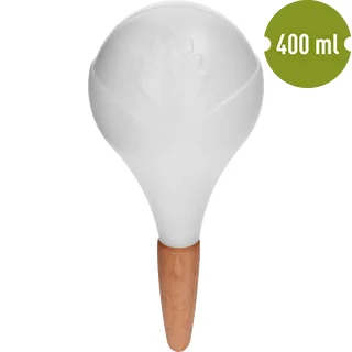 Plant watering globe, matt white, with a ceramic spike, 400 ml – photo 2