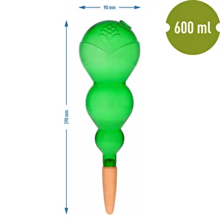 Triple Watering Globe (Three-Chamber), Transparent Green with Ceramic Spike, 600 ml – photo 5