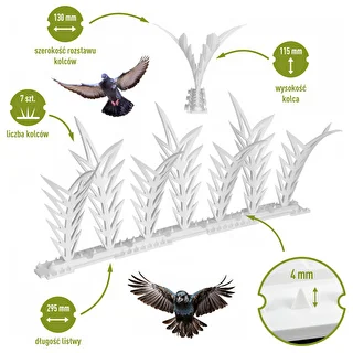 Decorative White Plastic Bird Repellent Spiked Strips - Set of 6 – photo 3