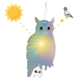 Reflective bird repellent pendant - owl with bells – photo 5