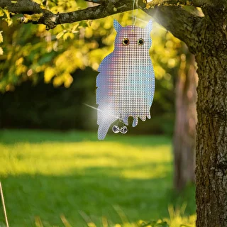 Reflective bird repellent pendant - owl with bells – photo 9
