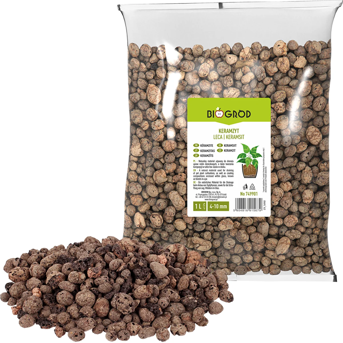 Leca , clay pebbles 4 - 10 mm , 1 L