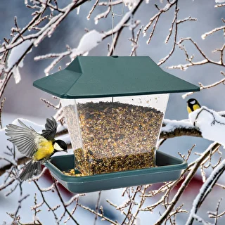 Plastic bird feeder - 19,5x14,5x18 cm, green – photo 8